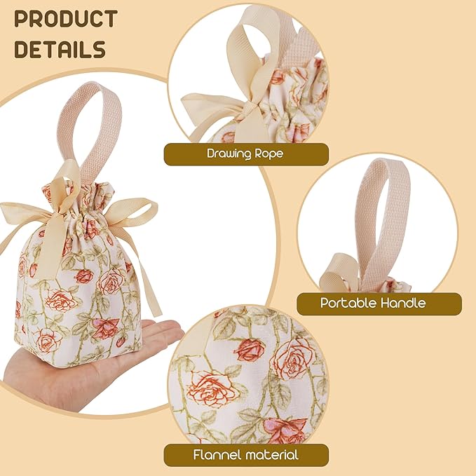 Biiange Floral Gift Bags, Floral Gift Bag with Handle, Small Candy Boxes Goodie Bags for Birthday Wedding Bridal Favors (8Pcs Pink)