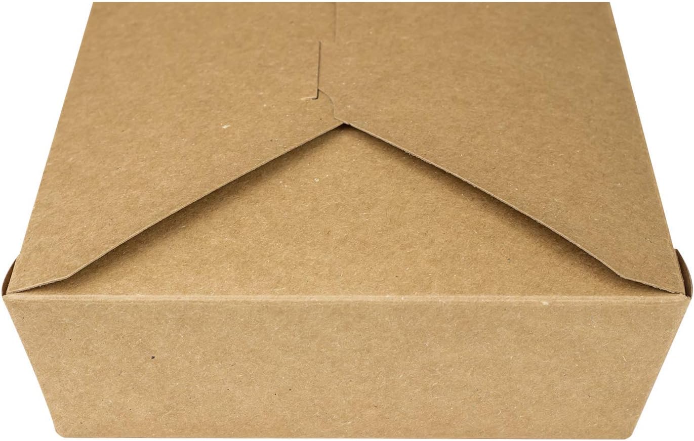 Karat Paper To Go Boxes [54 oz - 200ct] Leak-Resistant, Microwavable, Heavy-Duty Take Out Boxes | Grease Resistant & Stackable | #2 Kraft Brown