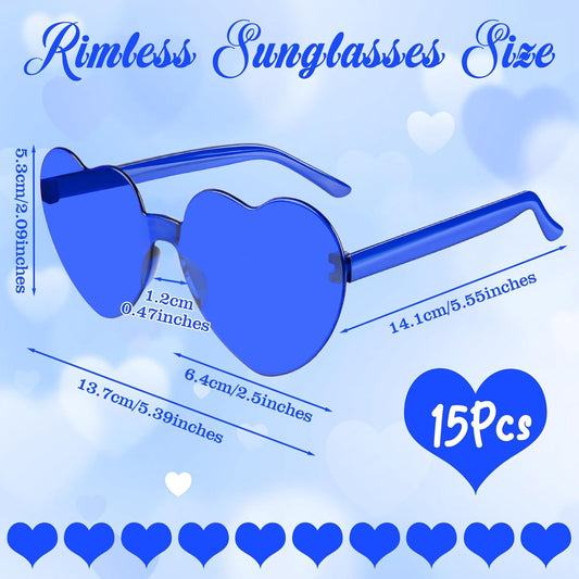 PLULON Heart Sunglasses for Women 5/12/25 Pcs, Heart Glasses Valentine Day Rimless Shaped Candy Color Fun Glasses Party Favor