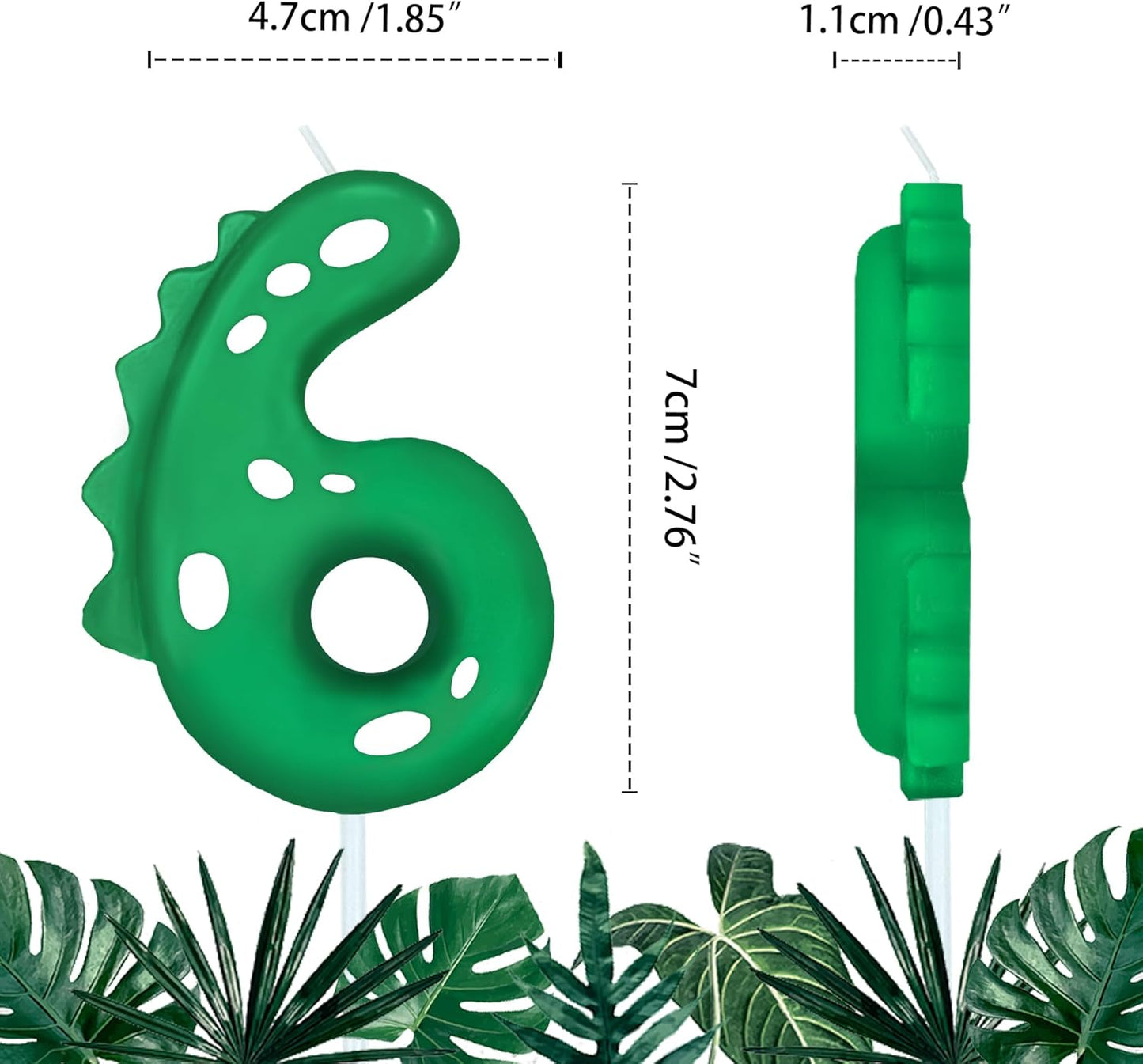 Number Birthday Candles(6 Candle Green) Dinosaur Shape Number Happy Birthday Cake Candles for Dinosaur Birthday Party Decoration Reunions Theme Party