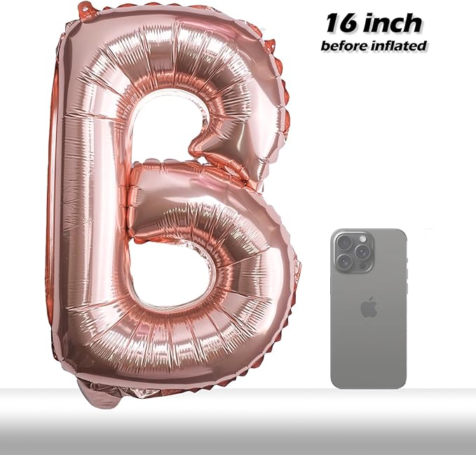 [52 PCS] 16" Foil Rose Gold Letter Balloons 2 Sets of A-Z, Mylar Aluminum Hanging Alphabet for Romance Valentine's day Graduation New Year eve Birthday Party Decorations