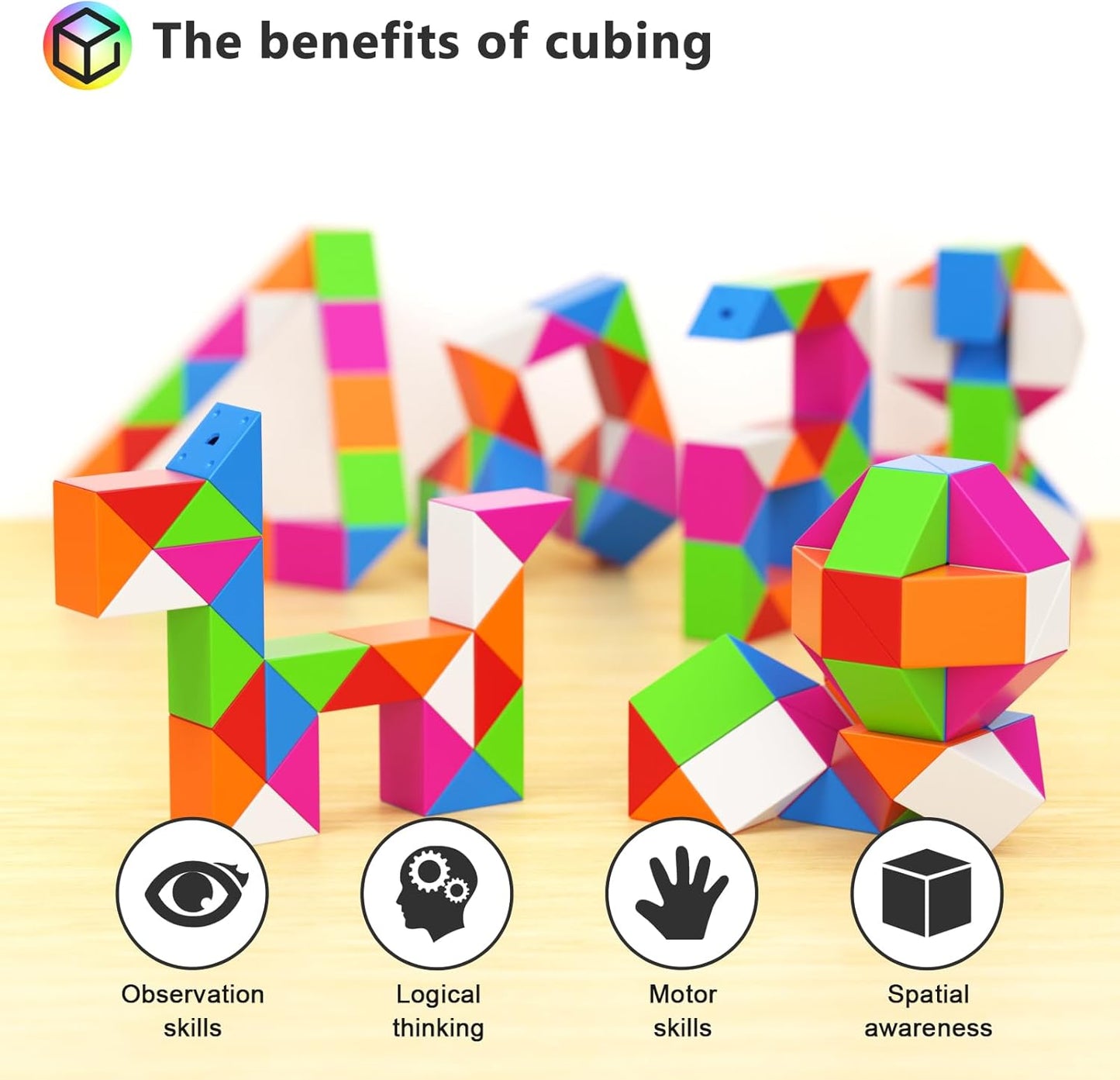 Vdealen 24 Pack Mini Fidget Snake Cube Twist Puzzle Party Favors for Kids, School Rewards&Classroom Prize for Students, Goodie Bag Stocking Stuffers, Gift for Birthday Valentine Easter Christmas