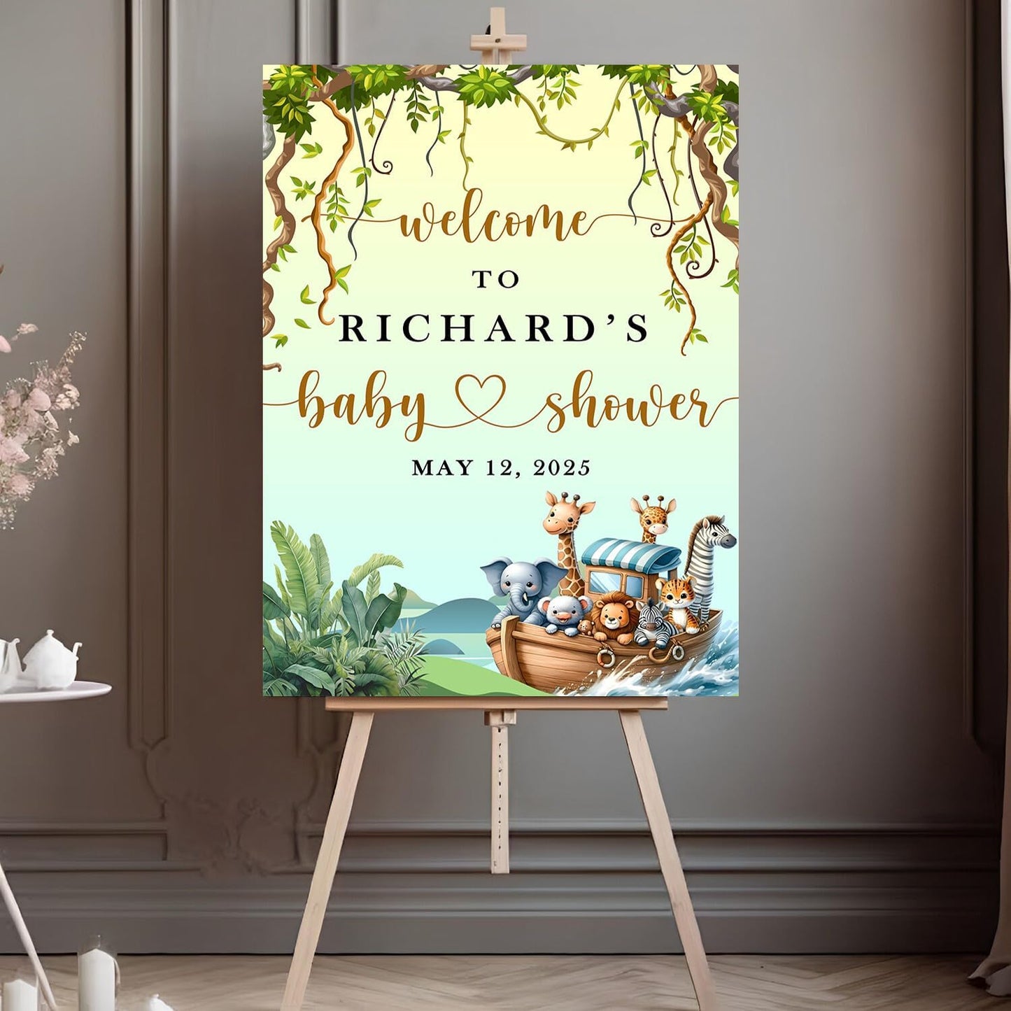 Editable Welcome Baby Shower Sign, Wildflower Baby Shower Decorations, Baby Shower Signs, Safari Animals Baby Shower Decoration, Baby Shower Sign Stand, Baby Shower Zoo Animal Welcome Sign