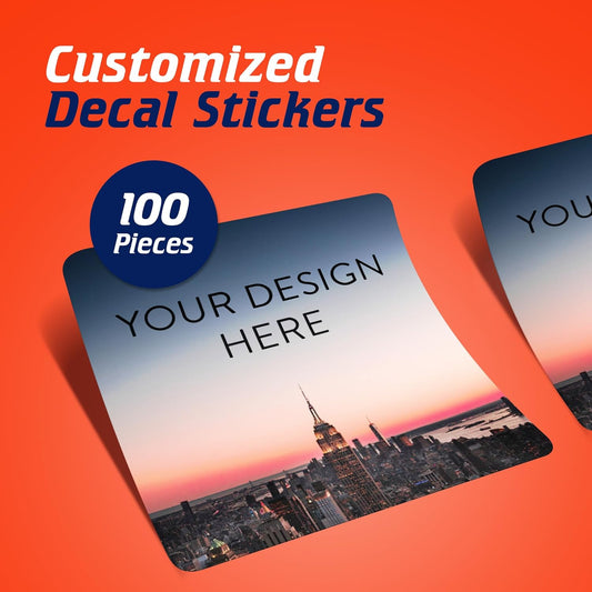100 Custom Vinyl Stickers - Upload Your own Image, Text, Design, Logo - Personalized Logo Labels for Handmade, Packaging, Bottle, Jars, Candle, Brand Stickers (City, 6x6 Square)
