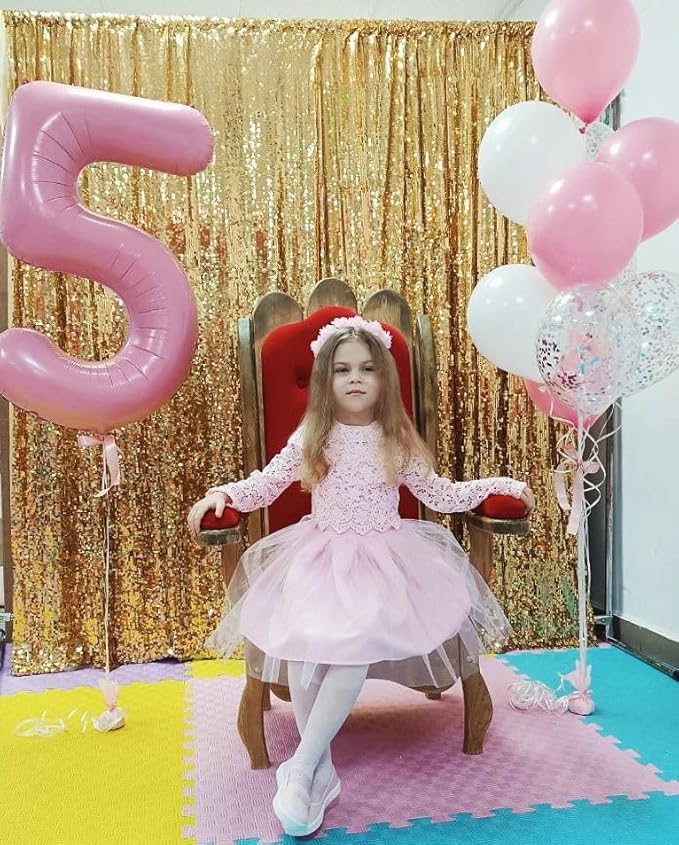 Pearlescent Pink 6 Balloon, Number Balloons 40 Inch, 6th Balloons for Birthday Decorations, Pastel Pink Party Supplies 6 Birthday Balloon, Number 6 Balloon