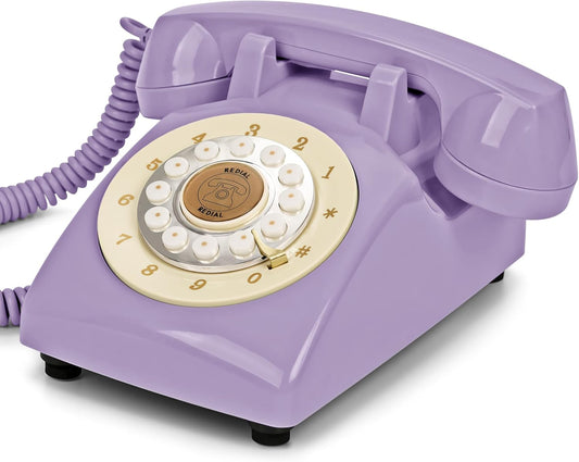 Audio Guest Book Wedding Phone, Retro Audio Phone Guestbook with Clear Voice Recording for Wedding Reception, Bridal Shower, Birthday, Baby Shower, Anniversary, Engagement (Purple)