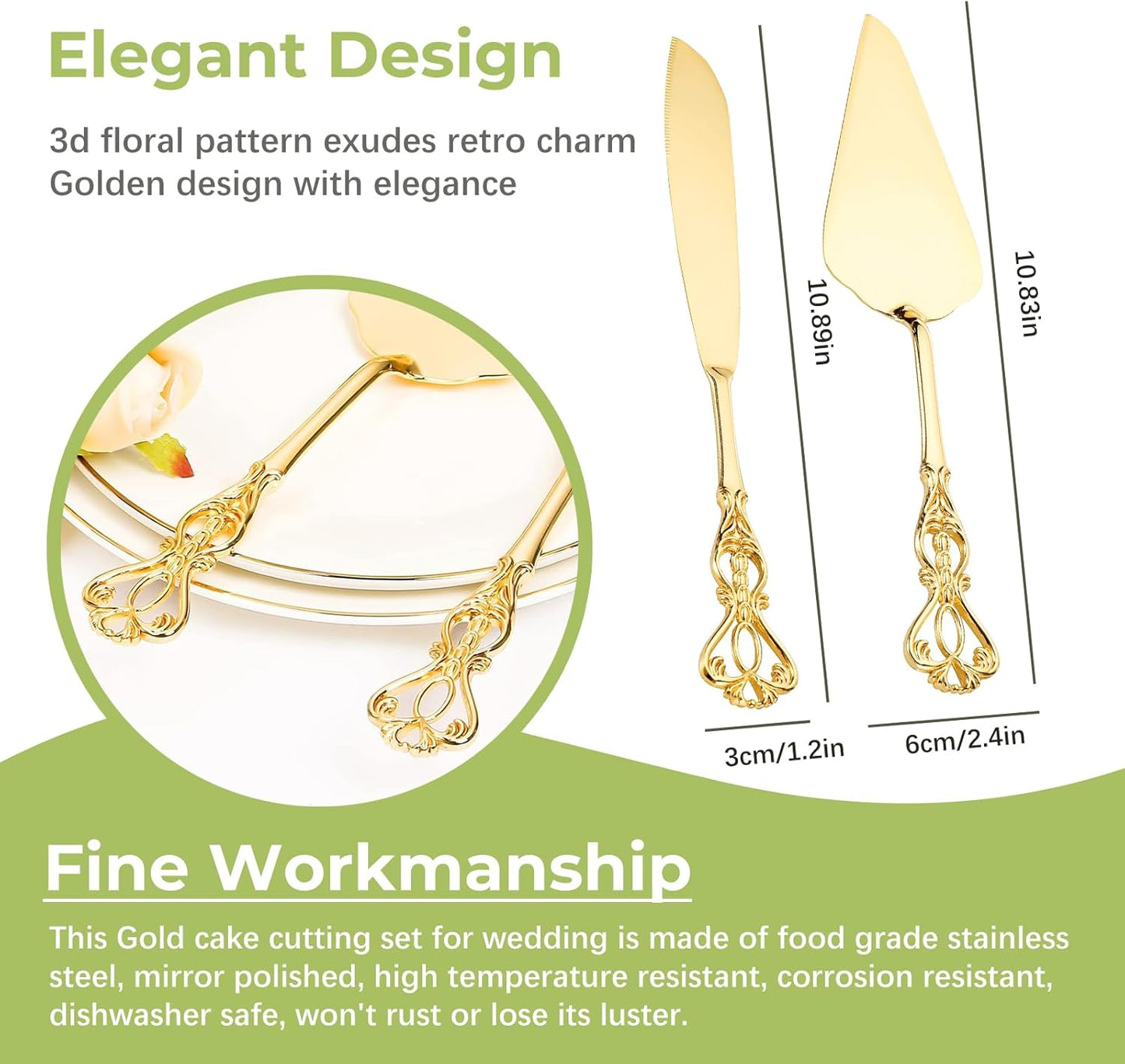 Custom Cake Cutting Set for Wedding Cake Knife and Server Set Personalized Gold Cake Cutter Gift for Anniversary Birthday Christmas