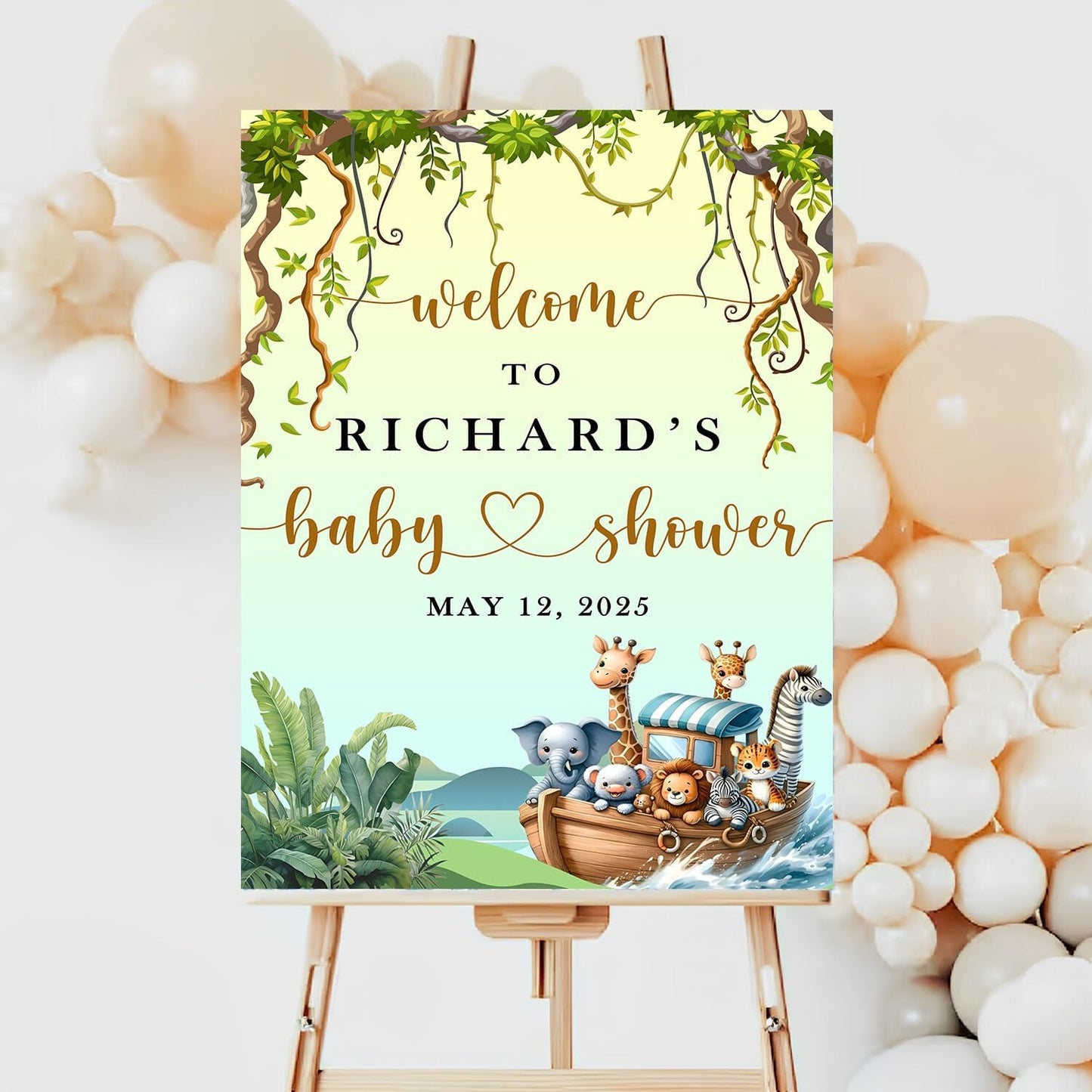 Editable Welcome Baby Shower Sign, Wildflower Baby Shower Decorations, Baby Shower Signs, Safari Animals Baby Shower Decoration, Baby Shower Sign Stand, Baby Shower Zoo Animal Welcome Sign