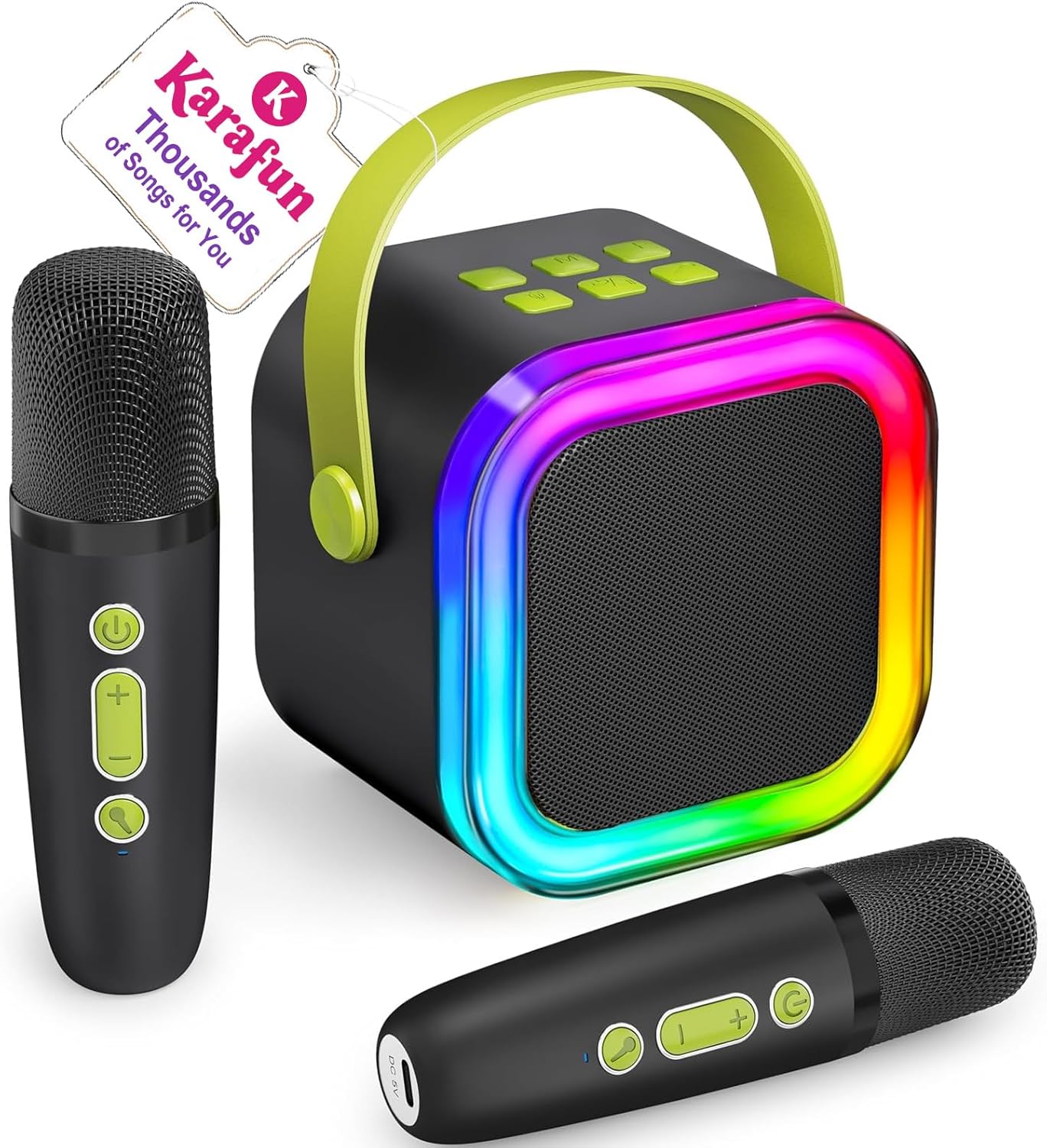 Mini Karaoke Machine for Kids, 2025 TOP Toys Christmas Birthday Gifts Ideas for Girls Ages 4, 5, 6, 7, 8, 9, 10, 12+ Years Old, Portable MP3 Player with 2 Wireless Mics for Party