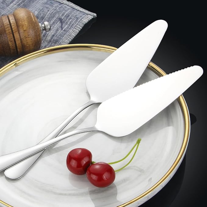 Kucensi Cake Pie Server, 5 Pack Stainless Steel Pie Pizza Pastry Cake Slicer Server Set, Cake Cutter with Serrated Edges, Pie Cutters for Kitchen, Restaurants, Wedding, Birthdays and Parties