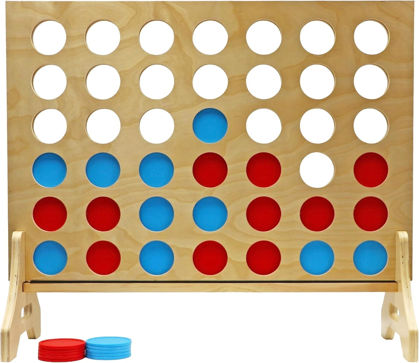 Tailgating Pros Premium Giant Four in a Row with Carrying Case - Jumbo Oversized Outdoor Yard Game - Connect Multiple Pucks in a Row to Win - Many Puck Colors Available!