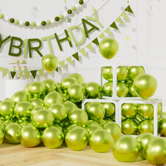 AULE Metallic Lime Green Balloons 5 inch 50 Pcs Neon Green Latex Balloons Chrome Helium Shiny Thicken Balloon Perfect Party Decoration for Wedding Birthday Baby Shower Graduation Christmas Carnival