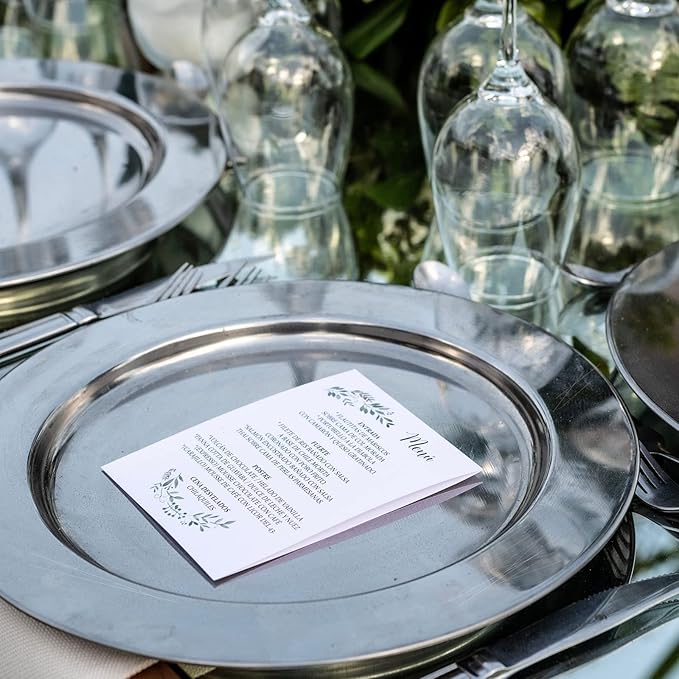 13" Stainless Steel Handmade Charger Plates, Silver Charger Plates, Metal Silver Chargers for Dinner Plates, Plate Chargers Set of 6