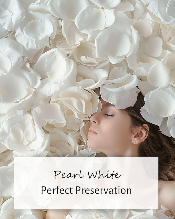 REAL Rose Petals, Pearl White Freeze-Dried Petals 1.75oz Biodegradabel Wedding Natural Confetti, Perfectly Preserved Flower Petals for Table Decorations