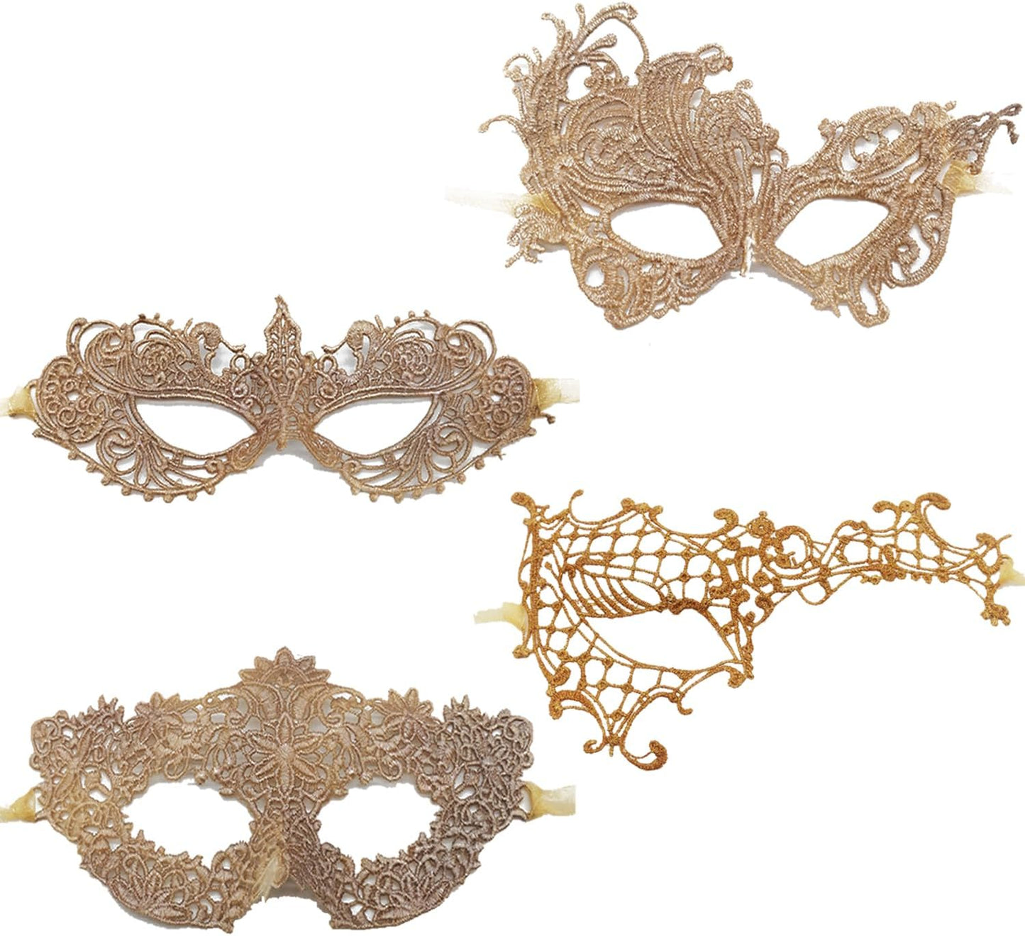 TFTSR Masquerade Masks for Women Couples,Men Mardi Gras Masks,Girls Black Gold Lace Masks,Adults Party Costume Venetian Dress
