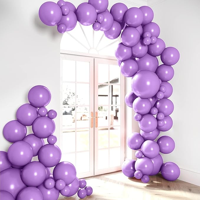 HOUSE OF PARTY Purple Balloons Arch Kit | Light Purple Balloon Garland, Lavender Balloons for Halloween Party Decorations, Easter Party, Birthday, Wedding, Baby Shower decor