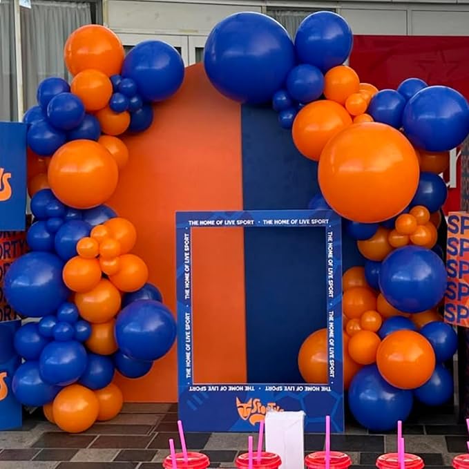 YMSZ Blue and Orange Balloons Arch Kit, 134pcs Royal Blue and Orange Balloons for Birthday, Graduation, Baby Shower Party Decorations