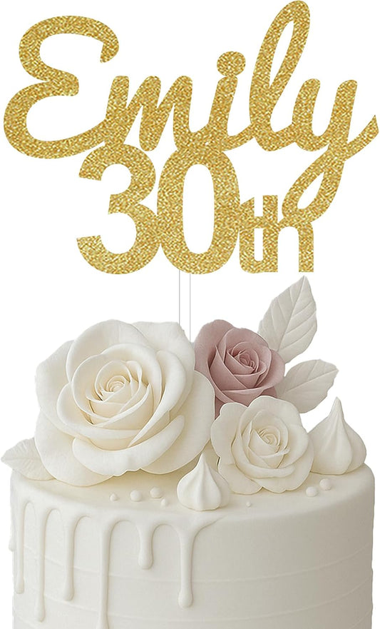 Name Birthday Glitter Cake Topper, Personalized Cake Topper, Birthday Cake Topper, Gold, Custom Text Cake Topper, Birthday Party Decorations