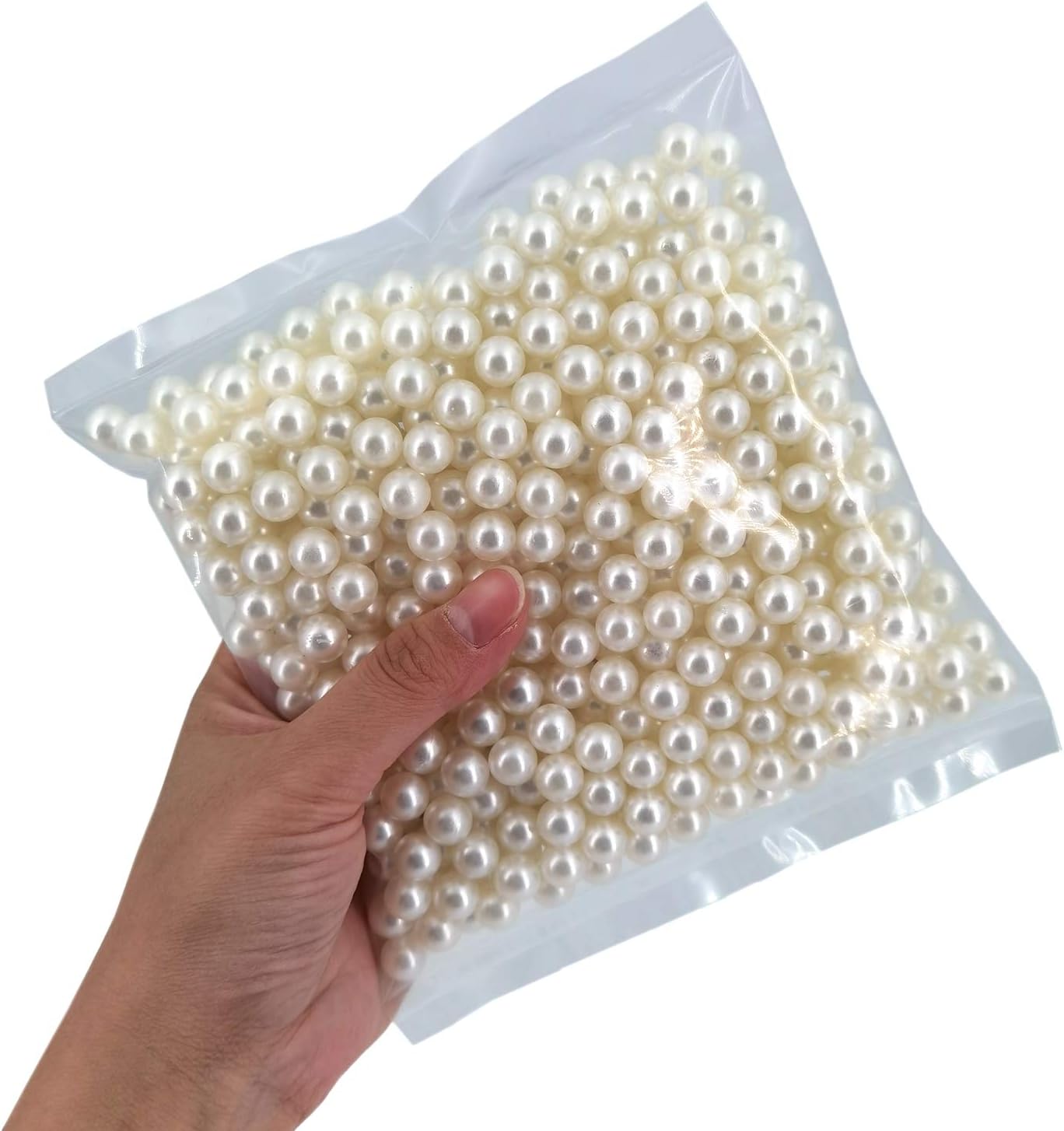 INSPIRELLE 580pcs 10mm Ivory Polished ABS Undrilled Art Faux Pearls for Vase Fillers, No Hole Makeup Beads to Hold Brush Lipstick, Imitation Round Pearl Beads for Table Scatter Home Wedding Decoration