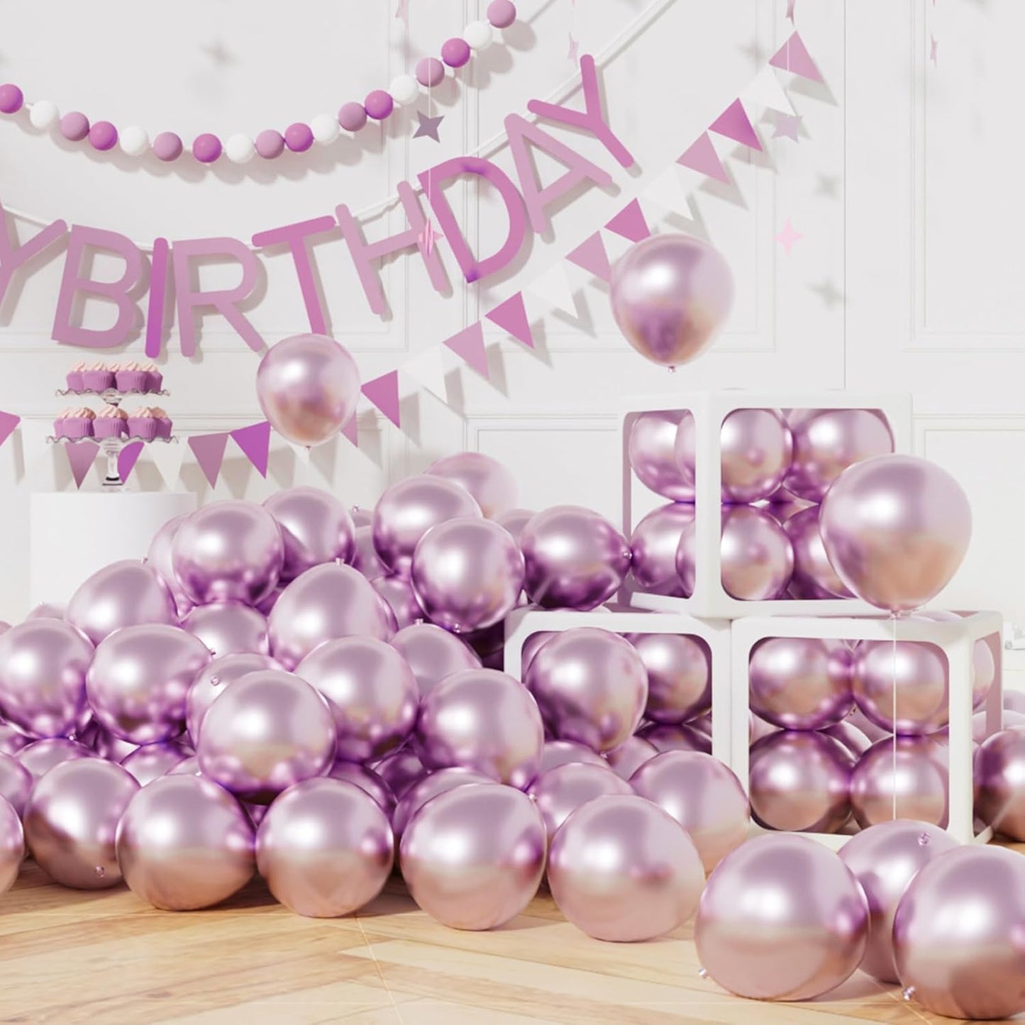 AULE Metallic Light Purple Balloons 5 inch 50 Pcs Lavender Latex Balloons Chrome Helium Shiny Thicken Balloon Perfect Party Decoration for Wedding Birthday Baby Shower Graduation Christmas Carnival