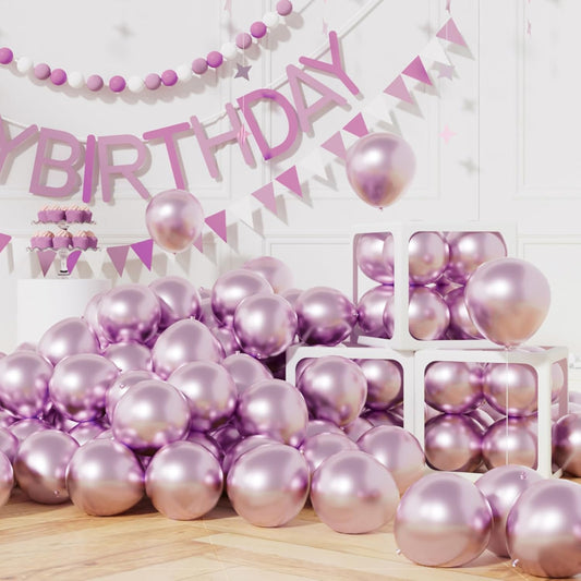 AULE Metallic Light Purple Balloons 5 inch 50 Pcs Lavender Latex Balloons Chrome Helium Shiny Thicken Balloon Perfect Party Decoration for Wedding Birthday Baby Shower Graduation Christmas Carnival