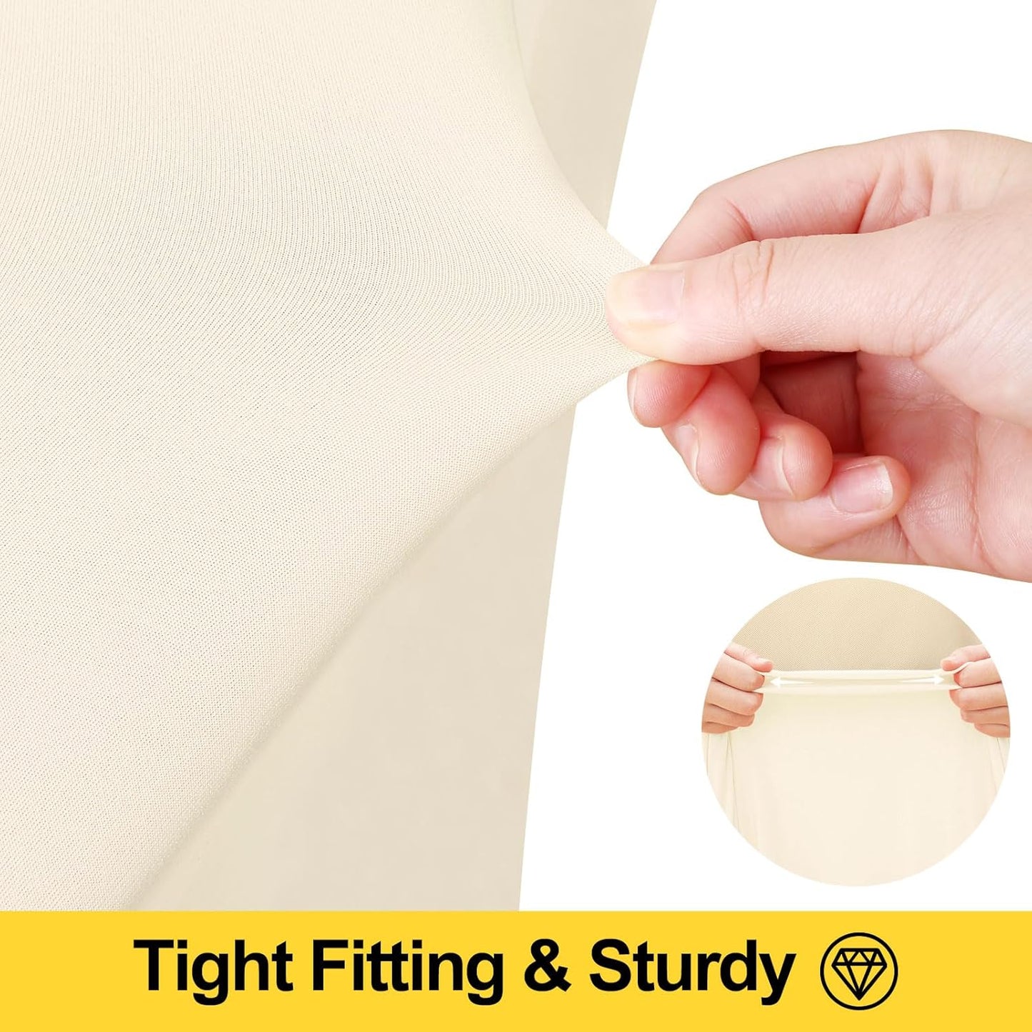 Smiry Spandex Tablecloth, Elastic Fitted Stretch Tablecloth for 5FT Rectangle Tables, Waterproof Washable Table Cover Skirt for Outdoor, Wedding, Banquet & Parties (Beige, 60Lx30Wx30H Inch)