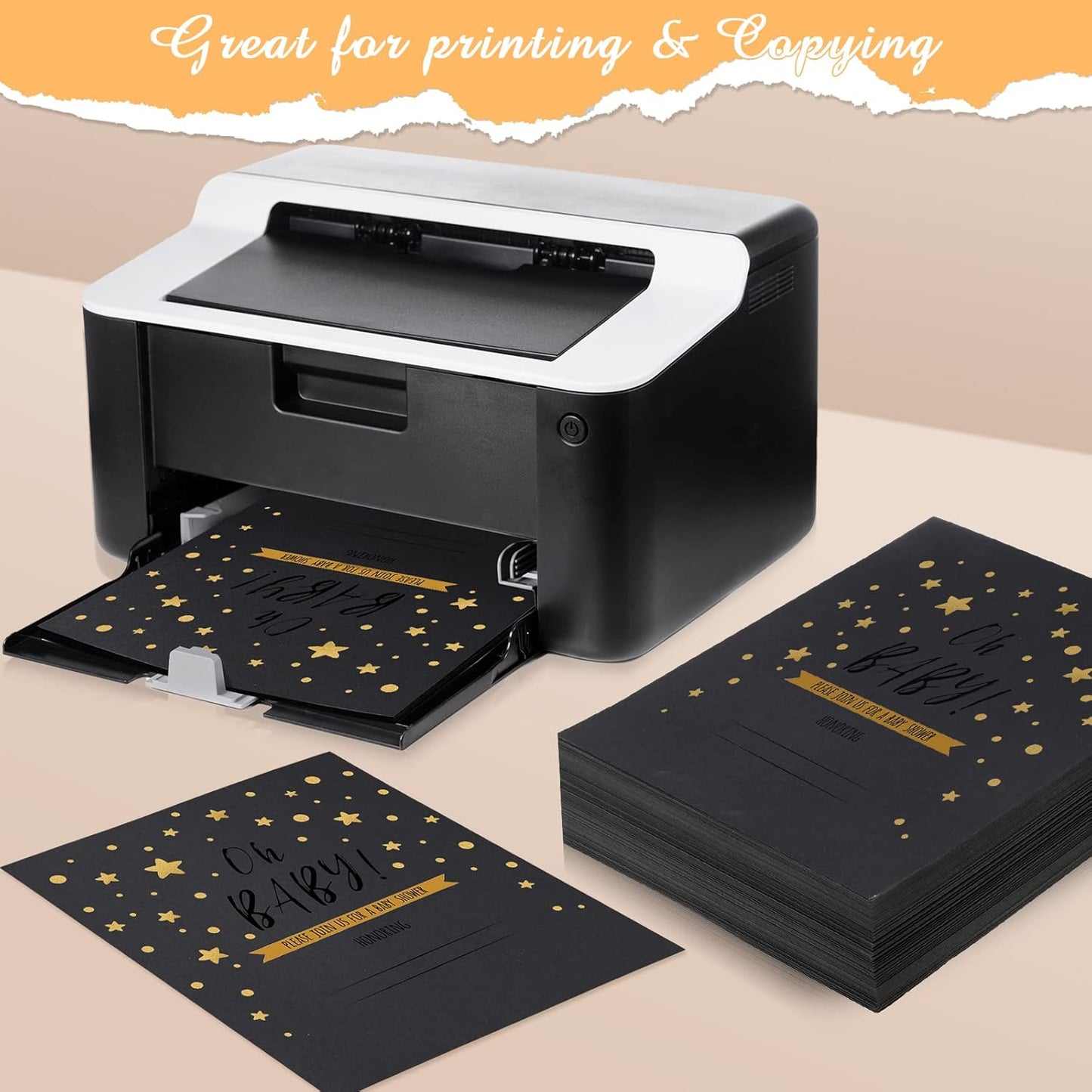 Fainne 200 Sheets 8.5 x 11 Inches Card stock Thick Paper Heavyweight Card Stock Printer Paper 250 GSM 92 lb Cover 170 lb Text for Invitations Menus Crafts DIY Projects(Black)
