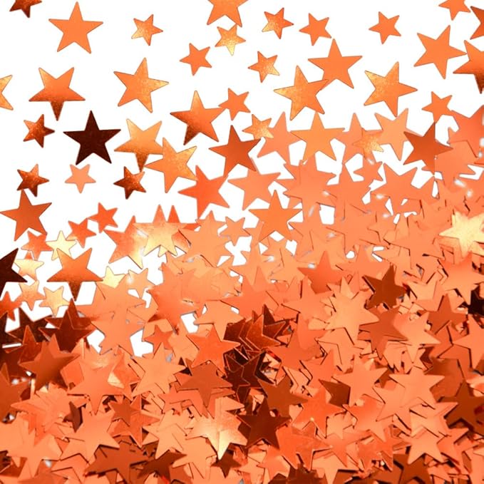 Ruidee 60g Star Confetti Metallic Foil Stars Table Confetti Metallic Foil Stars Sequin for Halloween Birthday Wedding Festival Party DIY(ZX/Orange)