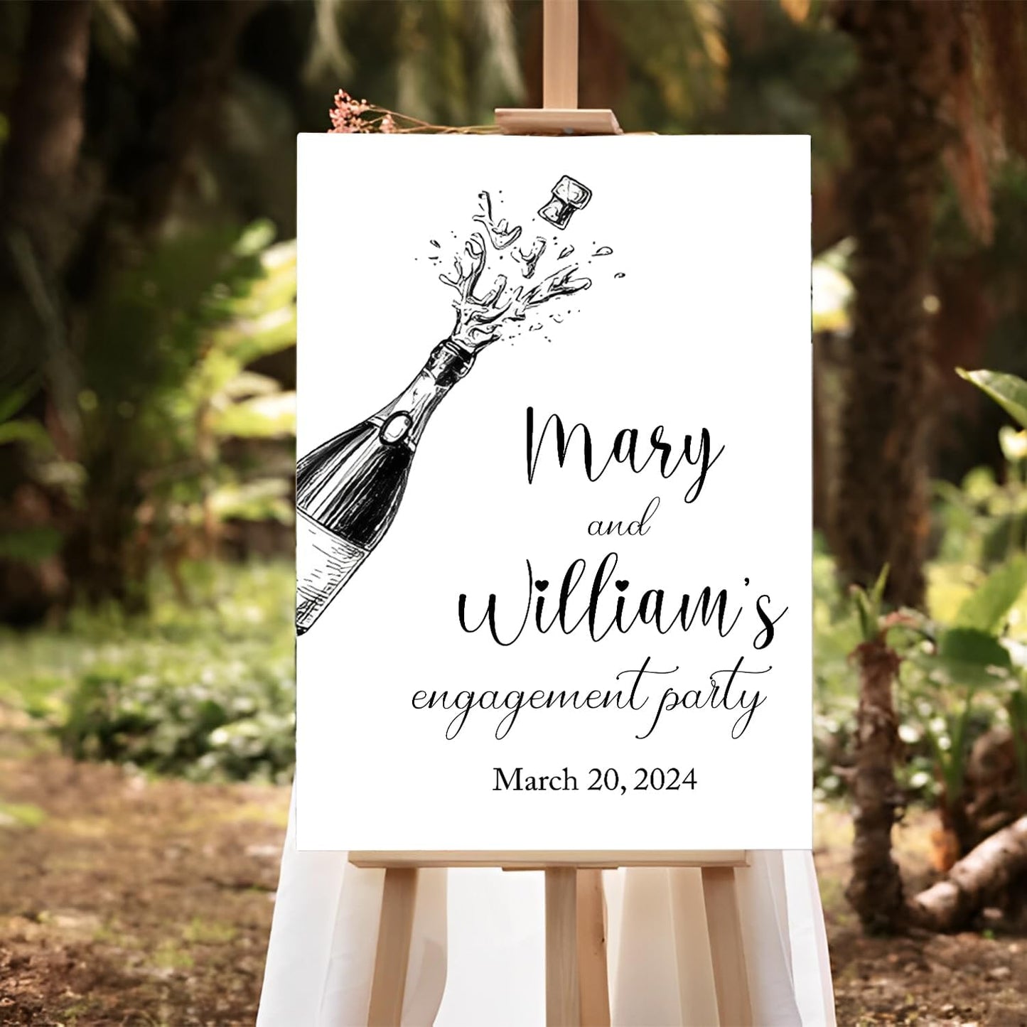 Engagement Welcome Sign, Champagne Personalized Engagement Party Sign, Engagement Party Welcome Sign, Engagement Signs For A Party, Rustic Engagement Decor
