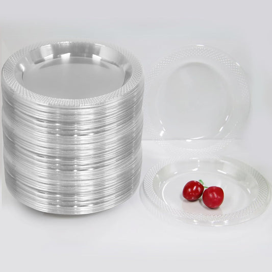 6 Inch Clear Plastic Plates 100 Bulk Pack - Disposable Cake Plates for Dessert & Appetizers, BBQ, Party, Travel and Events,Recyclable (pack of 100 clear)