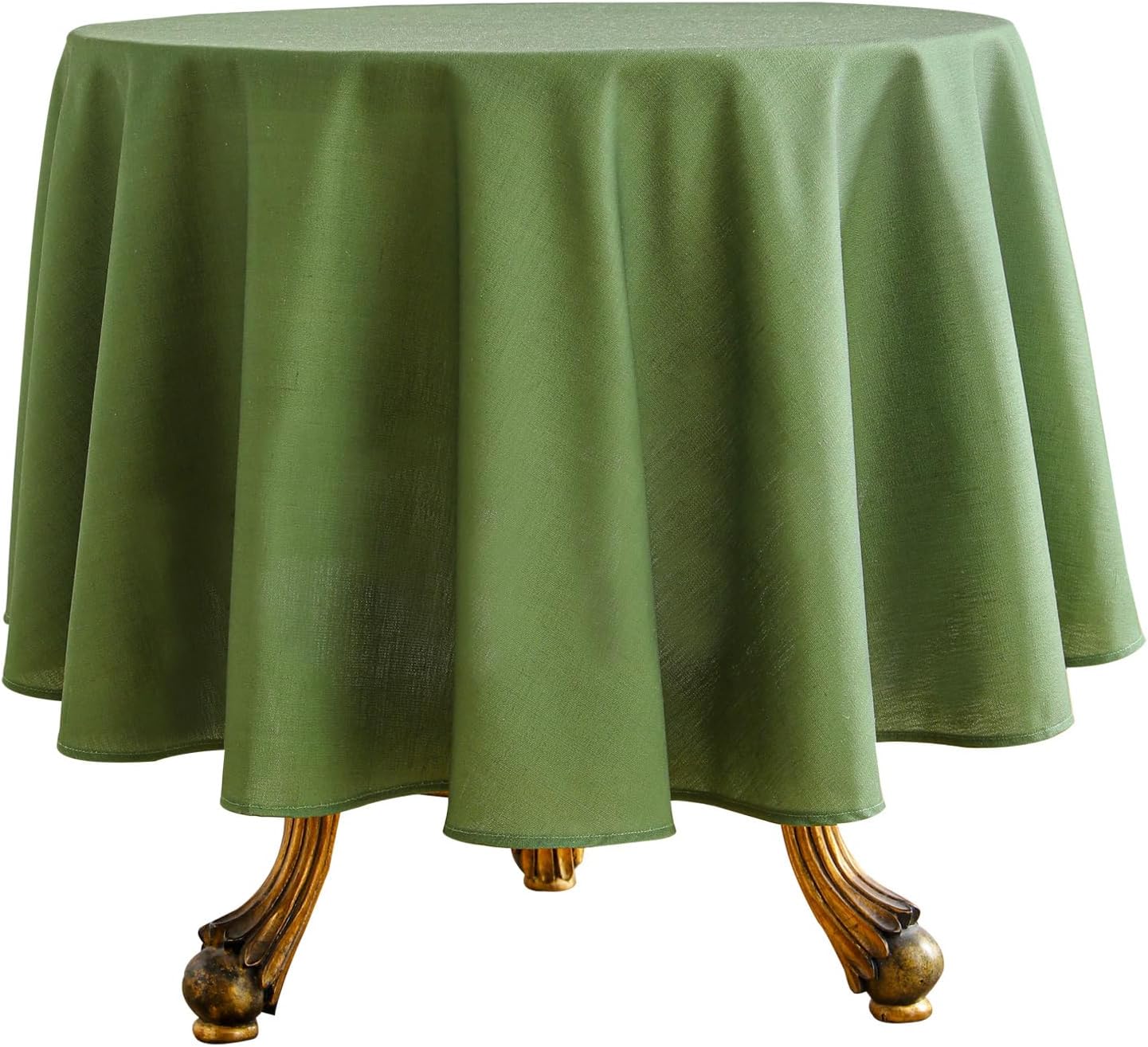 ISAENNE Green Tablecloth for Round Tables,Linen Table Cloth Solid Color Plain Simplicity,Heavy Durable Table Cover for Dining Kitchen Decor Party Banquet, Diameter 67"