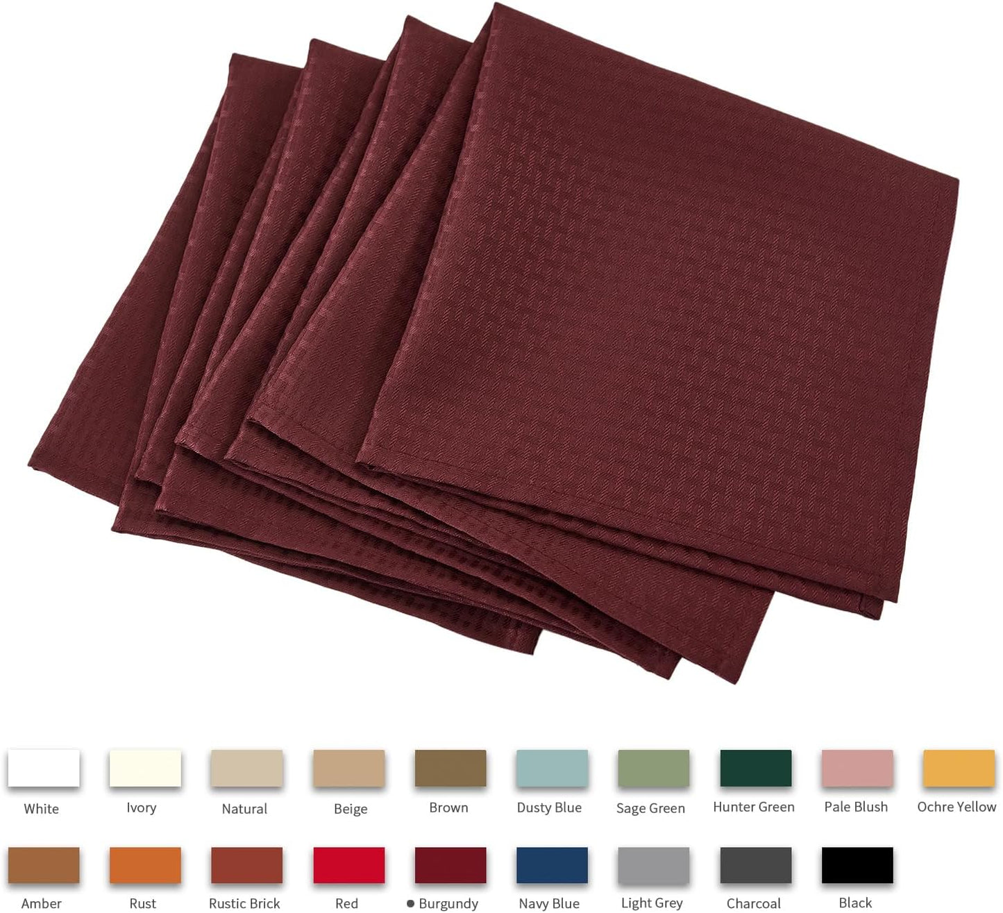 maxmill Cloth Napkins Weaved Texture Pattern Soft Comfortable and Luxury Serviette for Restaurant Family Dinners Weddings Parties and Banquets Set of 4 Pieces, 20 x 20 Inch Burgundy