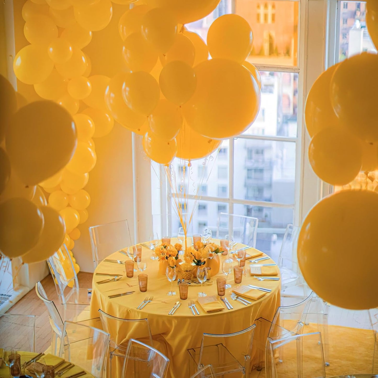 PartyWoo Mustard Yellow Balloons 50pcs 12 Inch Yellow Fall Balloons for Birthday Graduation Gender Reveal Engagement Baby Shower Bee Summer Sunflower Little Cutie Lemon Party Decorations Yellow-Y10