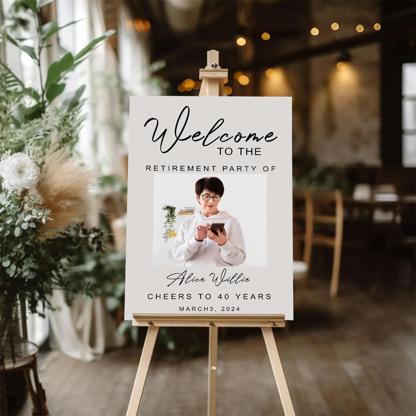 Retirement Celebration Welcome Board - Customizable Photo Sign, Party Template, Printable Design