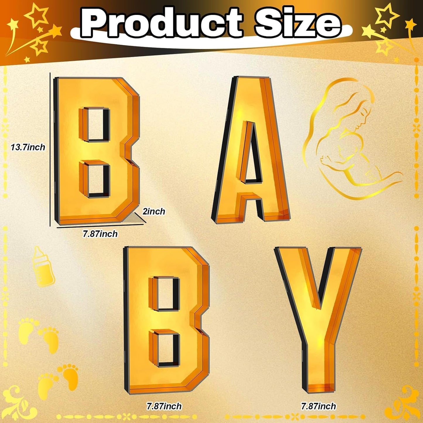 Baby Charcuterie Board Letters Fillable, Baby Cardboard Letters for Charcuterie, Gold Baby Letters for Baby Shower Gender Reveal Birthday Decoration, Baby Letter Tray for Food Chocolate Cupcake Candy
