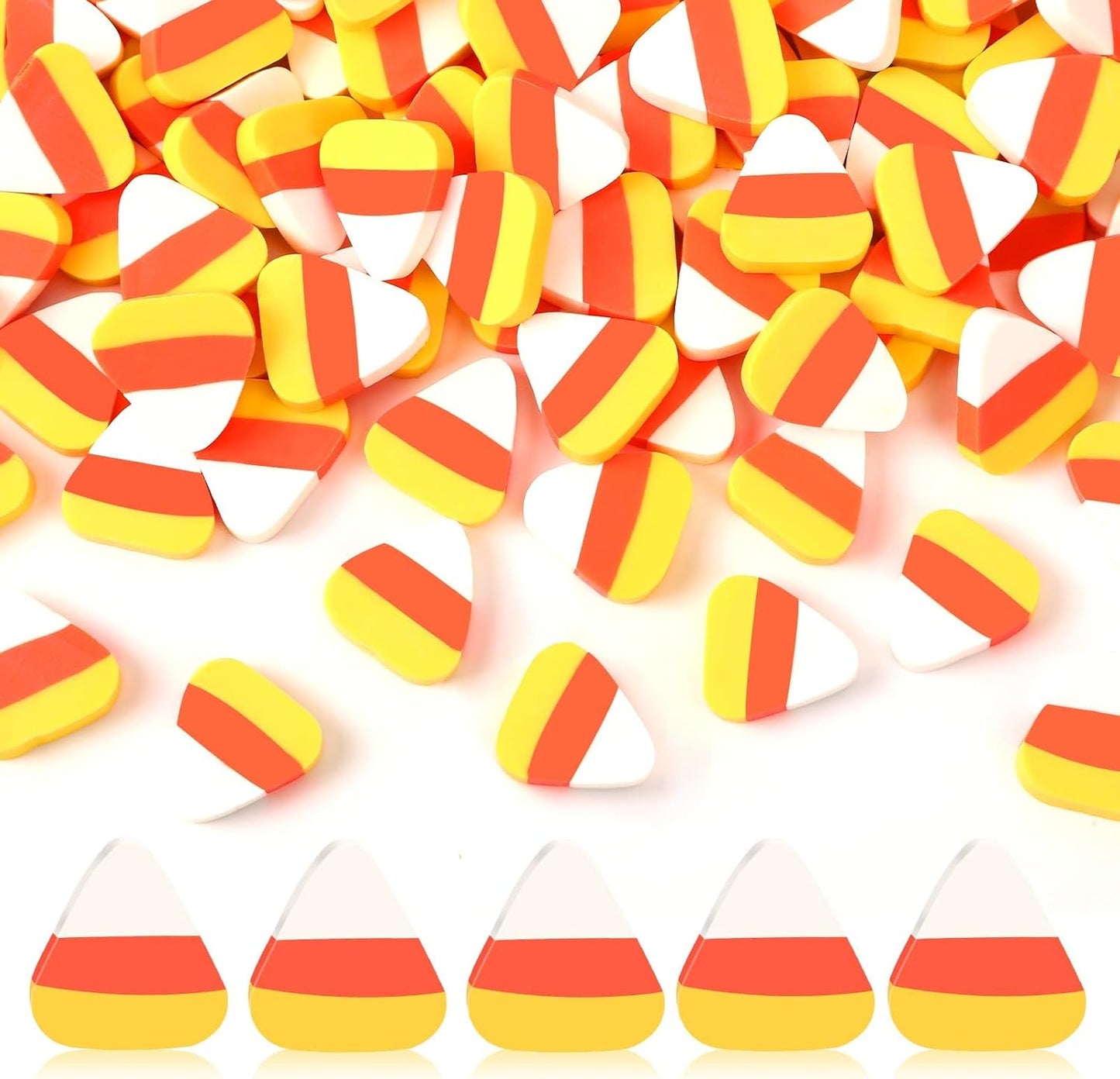 80pcs Mini Halloween Candy Corn for Crafts, Fake Candy Ornaments Fall Autumn Thanksgiving Table Scatters Candy Vase Filler for Decorations Party Favors Supplies