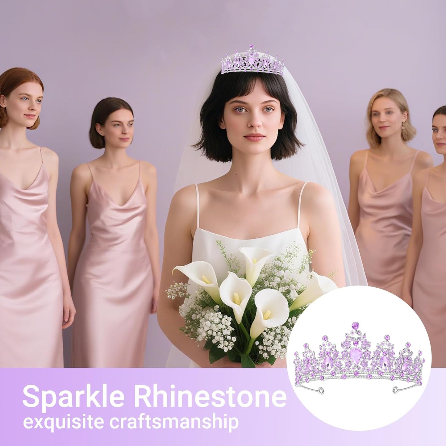 Tiara Crown for Women, Queen Tiara for Birthday Prom Bridal Party Custome Purple
