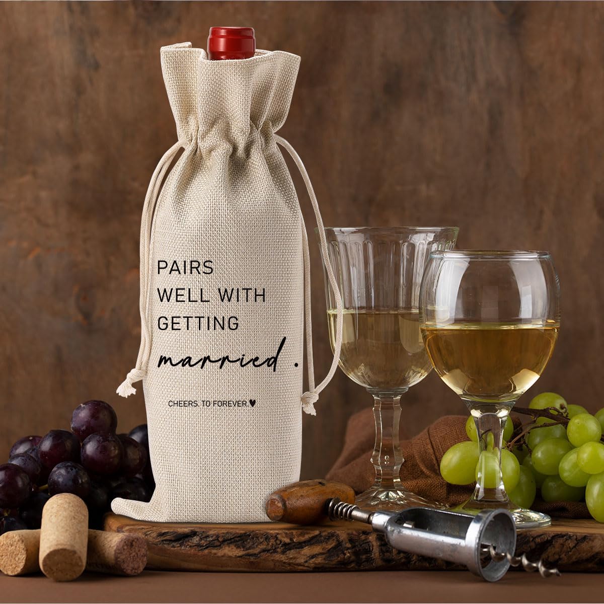 FBCCZEY Married Wine Bag Married Gifts for Couples Mr Mrs Marriage Honeymoon Gift Wedding Party Decorations Getting Engaged Wine Bottle Bag Champagne Bottle Wraps Bags