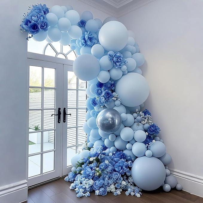 160Pcs Baby Blue Balloons 5 Inch Small Pastel Light Blue Latex Ballons, globos azules, Under the Sea Baloons, Baby Shower Decorations, Gender Reveal Decorations, Sky Birthday Party Balloons