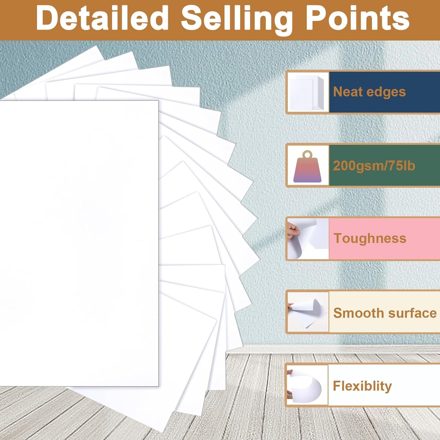 40 Sheets White Cardstock 8.5 x 11 Printer Paper, 75lb Heavyweight Paper White Card Stock for DIY Card Making, Greeting Cards, Business Cards, Wedding Invitations, Certificates, Menus