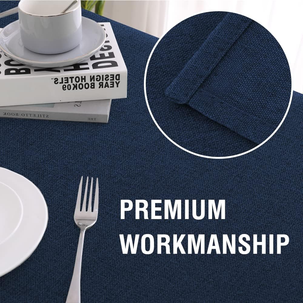 H.VERSAILTEX Linen Textured Tablecloth 54 x 54 Waterproof Decorative Table Cloth Spill-Proof Linen Look Cover for Party Table Extra Soft and Thick Fabric Wrinkle Free, Heather Navy
