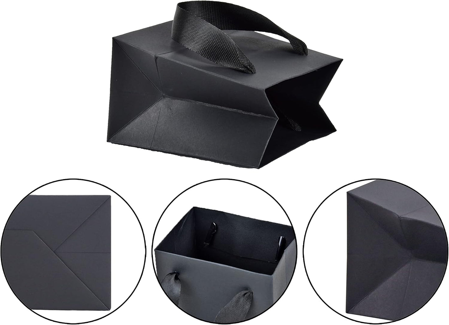 HUAPRINT Black Paper Bags - Extra Small Matte Black Gift Bags, 30 Pack (4x2.75x4.5 inch), Perfect for Parties, Weddings, or Business Merchandise