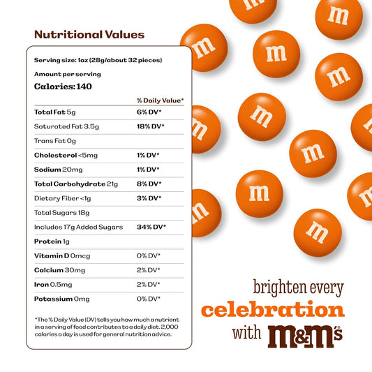 M&M’S WORLD Orange Milk Chocolate Candy, 5lbs of M&M'S in Resealable Pack for Candy Bars, Halloween Trick or Treat Favors, Birthday Parties, Dessert Tables & DIY Party Favors