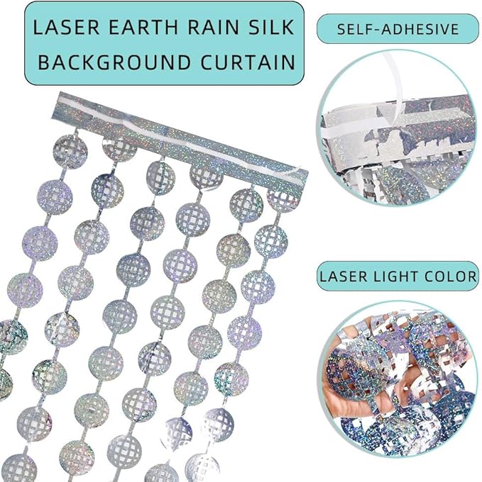 Disco Party Decorations - 2 Packs Silvery Disco Ball Disco Foil Fringe Streamers Curtains for Bachelorette, Birthday Backdrop Decorations,School Prom 80s Party Decorations (3.3x6.6 ft)