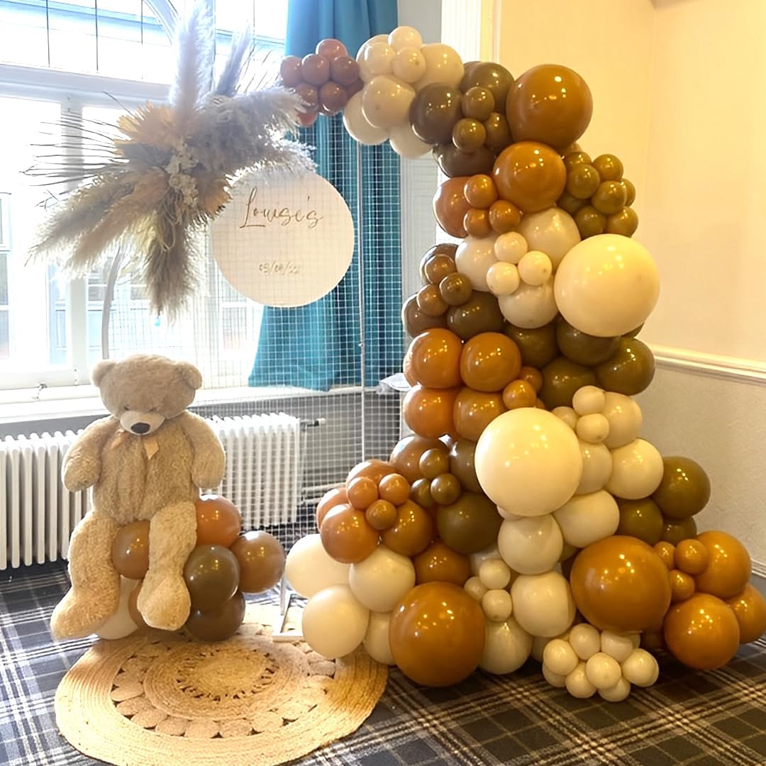 Brown Balloons Blush Dark Brown Balloon, 50pcs 12 Inch Neutral Balloons Retro Coffee Brown Apricot Sand White Latex Balloon for Thanksgiving Wedding Birthday Theme Party Decorations