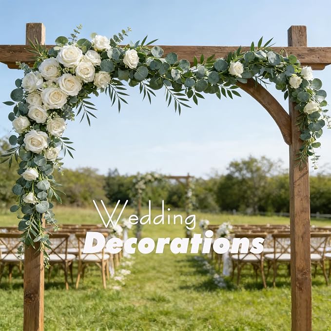Greentime 6 Pack Artificial Eucalyptus Garland Plant Faux Greenery Garland Leaves with Willow Hanging Vines for Wedding Party Backdrop Home Indoor Outdoor Table Arch Wall Decoration