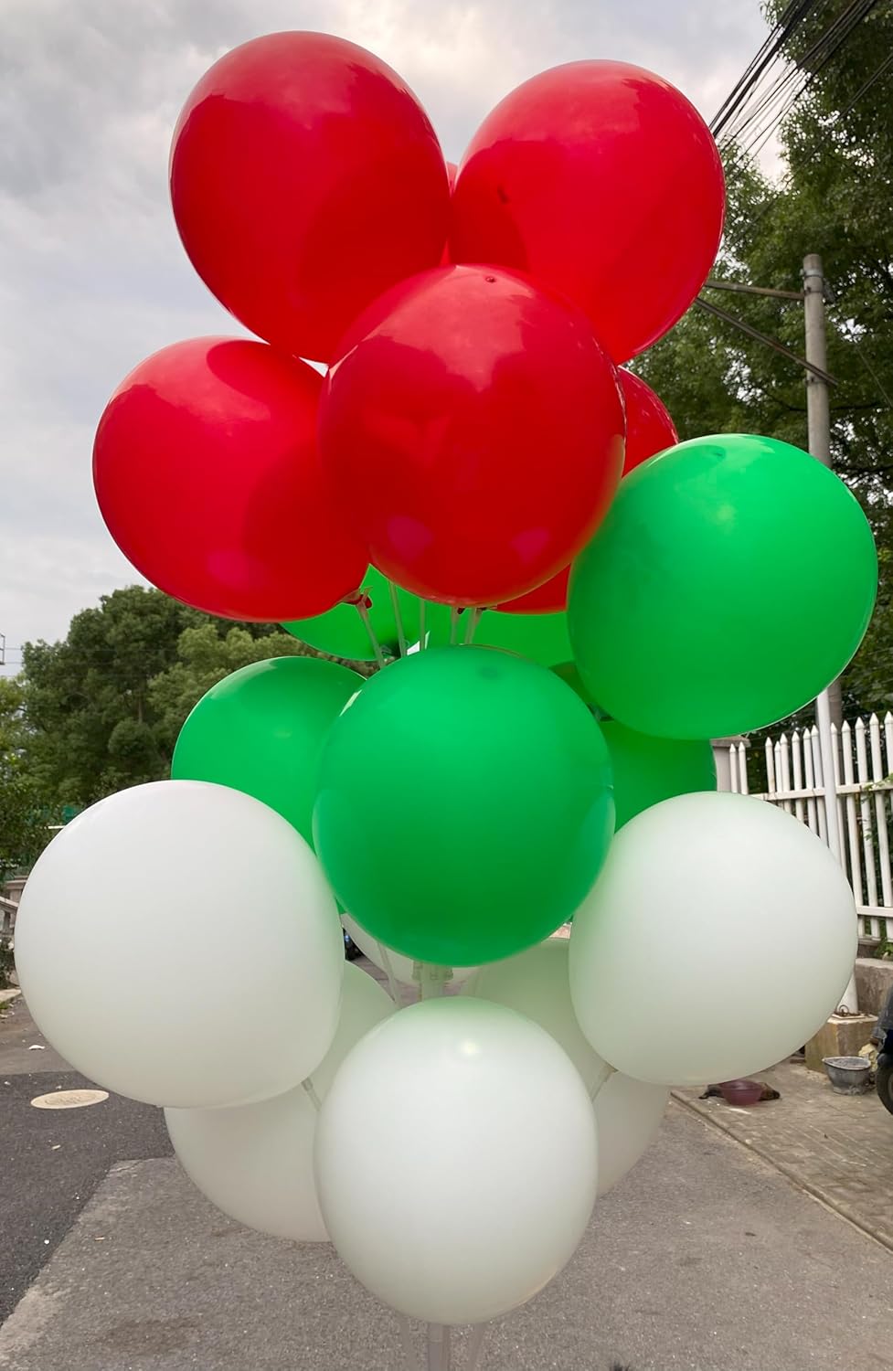 60 Pcs 12-Inch Latex Balloons in Red, Green, and White - Perfect for Christmas, New Year,Graduation, Birthday, Baby Shower, and Party Decorations