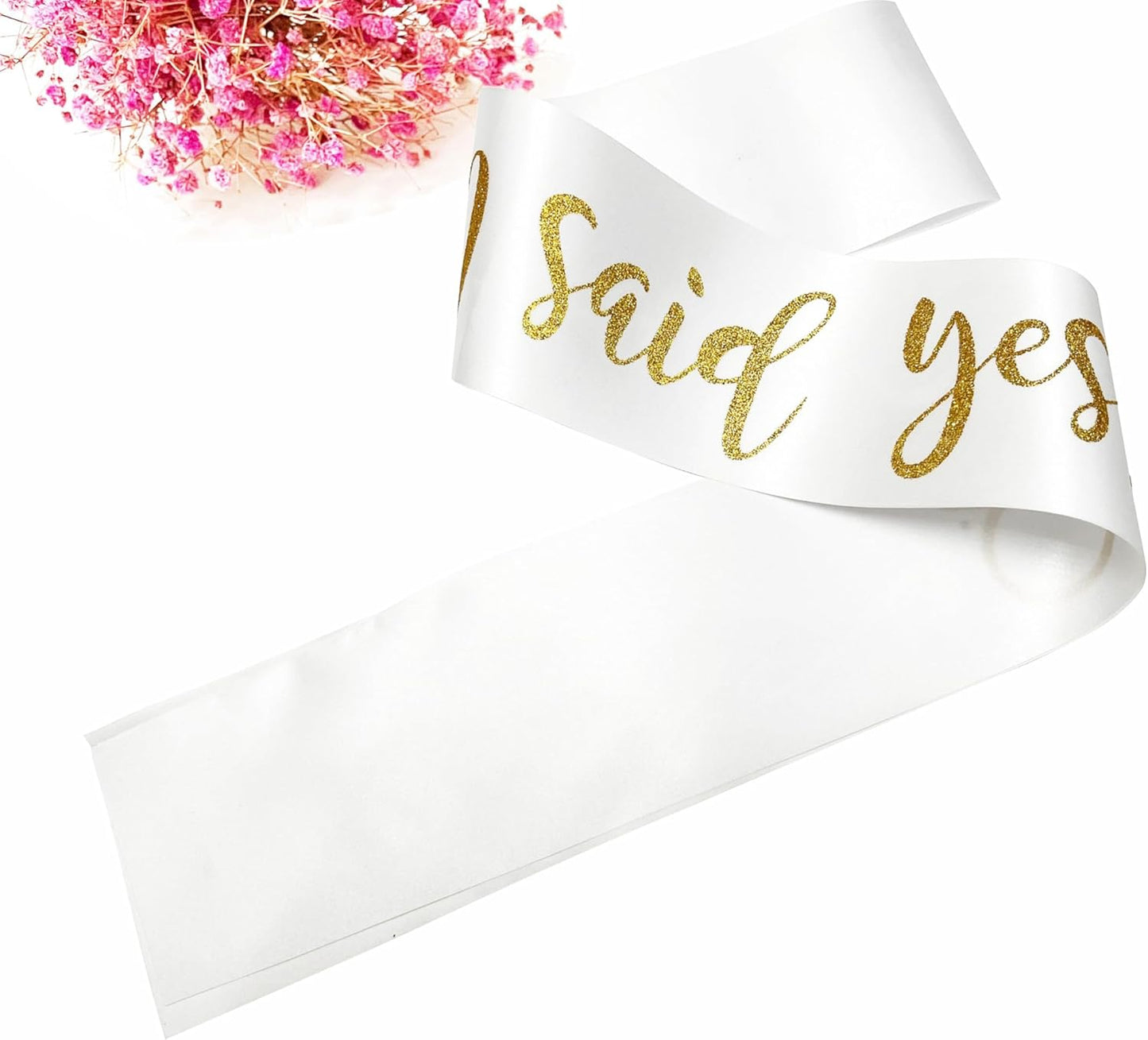 I Said Yes Gold Sash,Engagement Proposal Bachelorette Party Sash for Bridal Shower Wedding Party Favors Accessories Supplies Engagement Gifts for Bride to Be,White