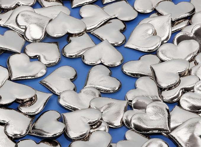 ONLYKXY 200Pcs 3.5cm Big Sponge Confetti Decor Glitter Flower Heart Shape Petals Table Decoration for Wedding Party Valentine's Day Scatter Ponge Petal Confetti (Silver)