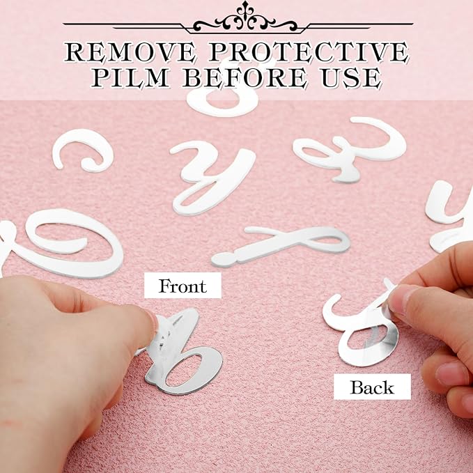Teenyyou 68 Pcs Acrylic Alphabet Number Cake Topper 0-9 Number and A-z Letters Personalized Cake Picks Decor DIY Name Cupcake Toppers Christmas Wedding Baby Shower Party(Silver)